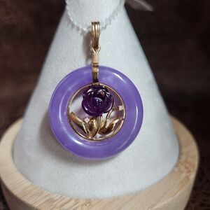 Lavender Jade, Amethyst, Diamond & 14kt Gold Pendant